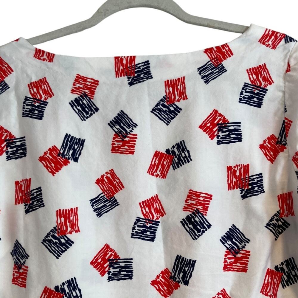 Womens Vintage Hand Made Red White Ruffle 3/4 Sleeve Boat Neck Tunic Top Size XL - Picture 6 of 16